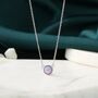 Sterling Silver Lilac Purple Opal Dainty Coin Pendant Necklace, thumbnail 3 of 12