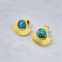 Turquoise December Birthstone Gold Plated Fan Earrings, thumbnail 1 of 4
