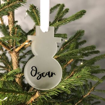 Personalised Acrylic Snowman Christmas Decoration, 2 of 5