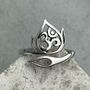 Silver Open Ring Om Lotus 925 Sterling Silver Jewellery, thumbnail 5 of 9