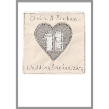 Personalised 11th Steel Wedding Anniversary Card, 6 of 7