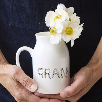 Personalised Floral Lettering Ceramic Vase, 6 of 7