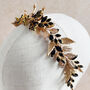 Black Crystal And Gold Leaf Bridal Crown, thumbnail 4 of 7