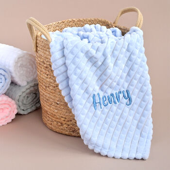 Personalised Blue Embossed Baby Blanket, 8 of 12
