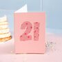 21st Birthday Card Bold Pink Hearts Design, thumbnail 1 of 2