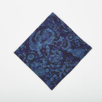 Dancys Mens Blue Retro Print Needlecord Pocket Square, 6 of 7