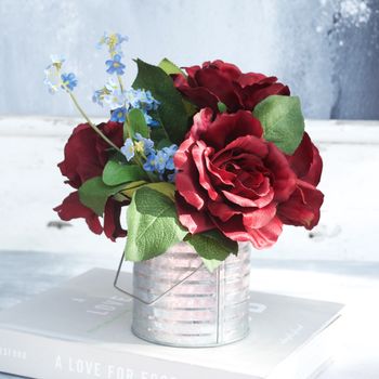 Red Rose Bouquet In Zinc Vase, 2 of 9