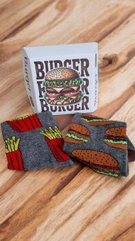 Burger And Fries Adult Socks, Fun Fast Food Clothing, 9 of 10