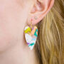 Ettie Heart Hoop Terrazzo Polymer Clay Dangly Earrings, thumbnail 4 of 4