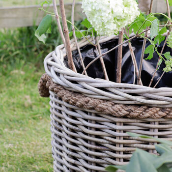 Round Rattan Lined Planter With Rope Handle, 2 of 4