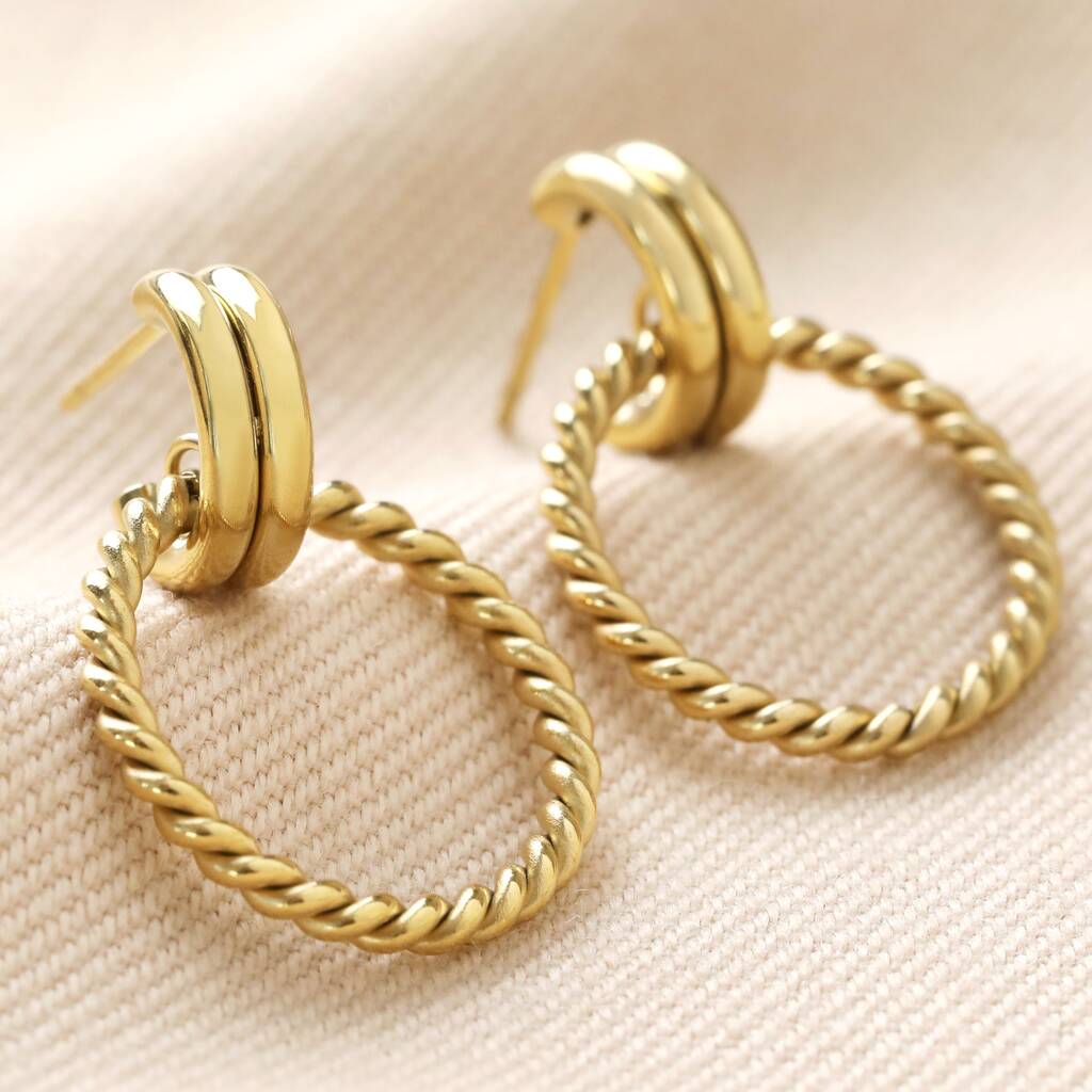 Twisted Rope Drop Earrings In Gold Plating By Lisa Angel ...