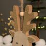 Wood And Glitter Reindeer Tree Decoration, thumbnail 2 of 2