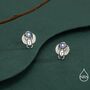 Sterling Silver Scarab Beetle Stud Earrings With Lab Moonstone, thumbnail 4 of 12