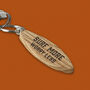 'Surf More Worry Less' Oak Surfboard Keyring, thumbnail 1 of 2