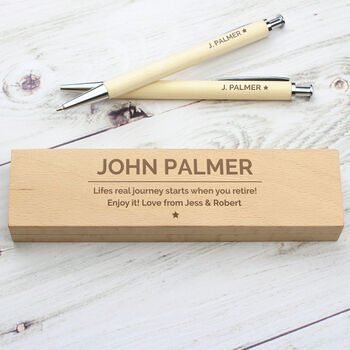 Personalised Classic Wooden Pen And Pencil Box Set, 6 of 8