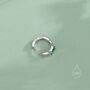 Sterling Silver Sapphire Blue Single Baguette Cut Cz Huggie Hoop, thumbnail 5 of 12
