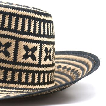 Black Arawak Short Brim Straw Hat, 4 of 9