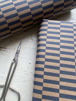 Navy Checkerboard Pattern Fibre 450 X 320mm Size Wrapping Paper Sheet, 5 of 6