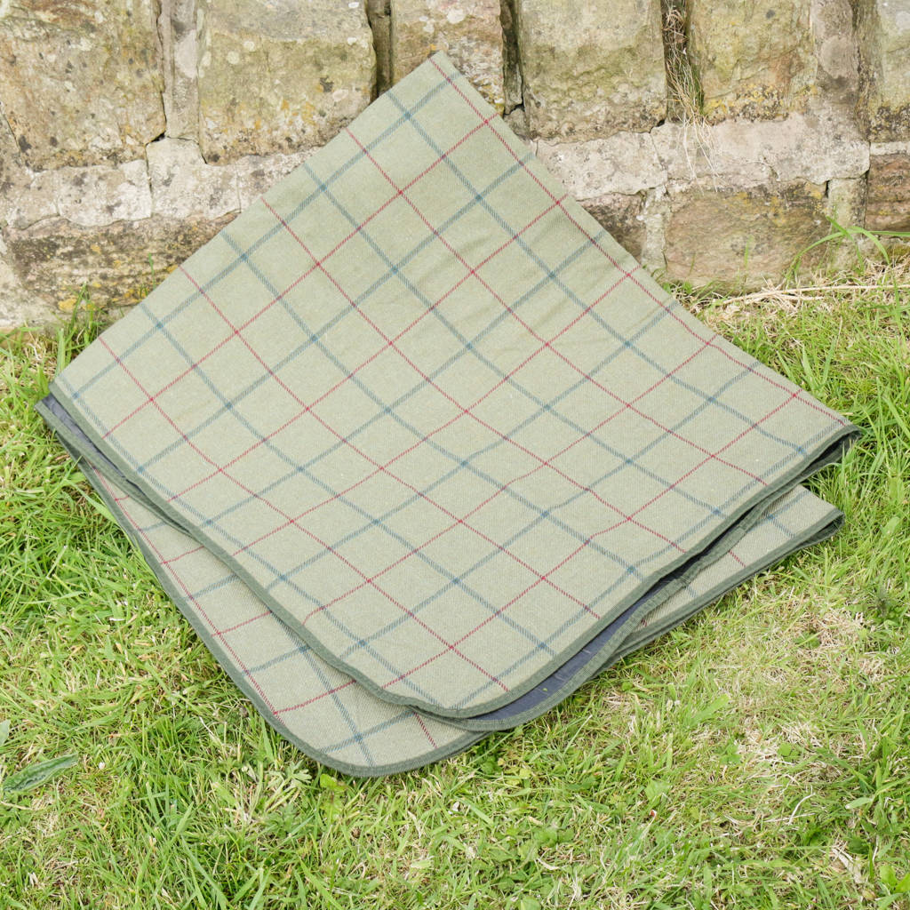personalised green tweed picnic blanket by dibor