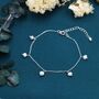 Sterling Silver Tiny Dangle Pearl Beaded Bracelet, thumbnail 1 of 12