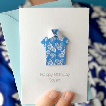 Personalised Origami Hawaiian Shirt Birthday Card, 3 of 4