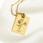 Personalised Rectangle Tag Birth Flower Necklace, thumbnail 6 of 12