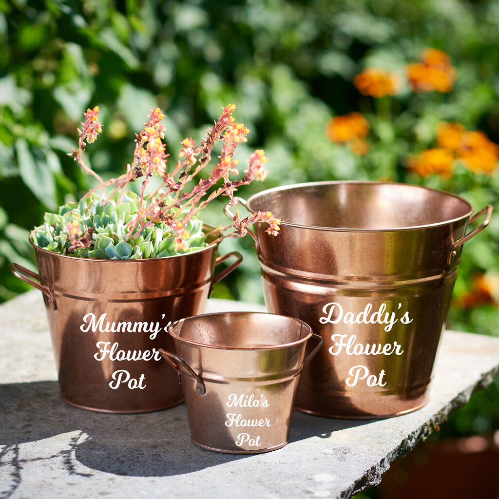 Personalised Set Of Copper Metal Buckets, 1 of 2
