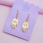 Gold Mirrored Acrylic Mystic Hand Drop Earrings, thumbnail 5 of 8