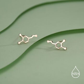 Happiness Molecules Dopamine Stud Earrings In Sterling Silver, 5 of 12