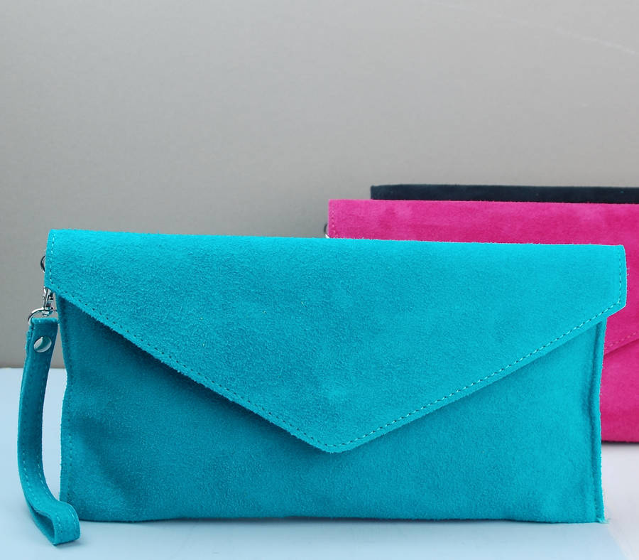 personalised suede envelope clutch by penelopetom | notonthehighstreet.com