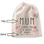 Trowel And Fork Set In Personalised Pastel Floral Bag, thumbnail 2 of 4