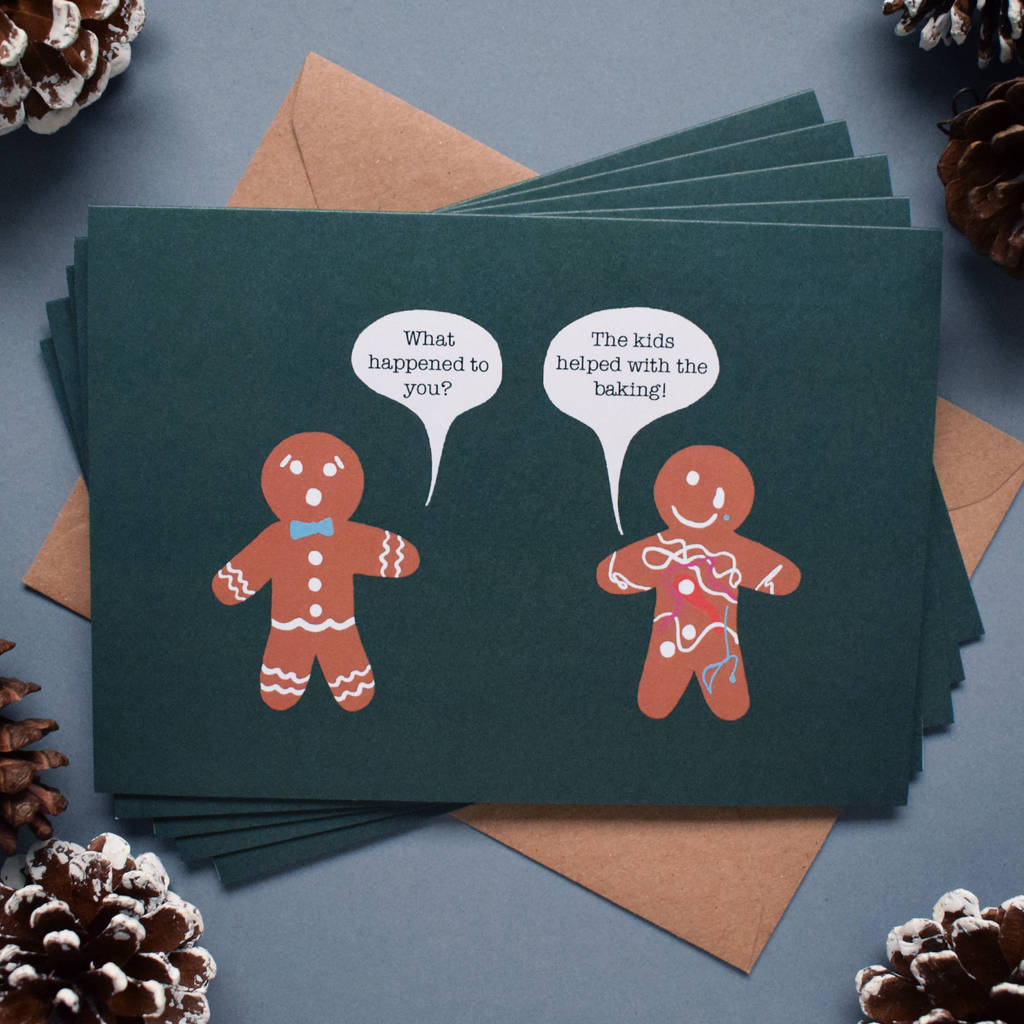 Funny Gingerbread Man Christmas Card Or Pack, 1 of 2