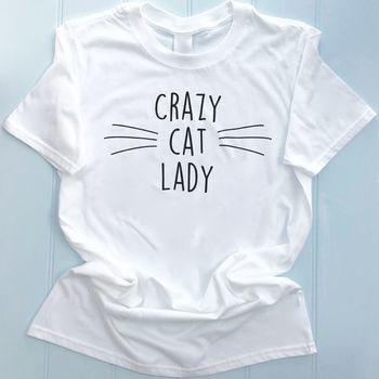 Personalised Crazy Cat Lady T Shirt, 4 of 4