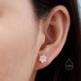 Sterling Silver Water Lily Lotus Flower Blossom Stud Earrings And Necklace, thumbnail 4 of 12