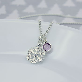 Silver Plated Snowflake Birthstone Charm Necklace, 3 of 10