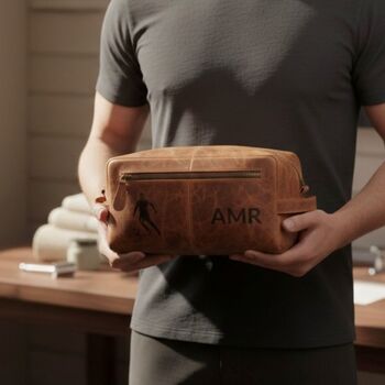 Personalised Buffalo Leather Sports Washbag, 3 of 12