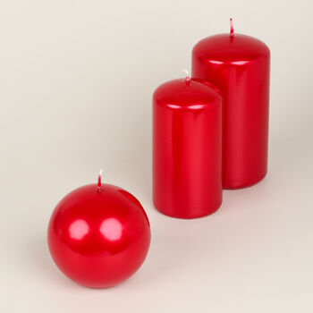 G Decor Grace Red Metallic Shine Pillar Candle, 3 of 7