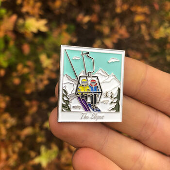 Snow Skiing Photograph Enamel Pin, 8 of 8