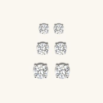 Sterling Silver Solitaire Stud Earrings, 3 of 6