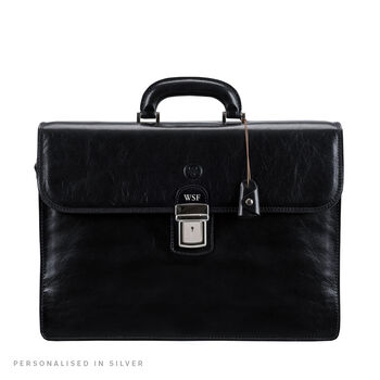 Personalised Leather Classic Briefcase For Men 'Paolo3', 5 of 11