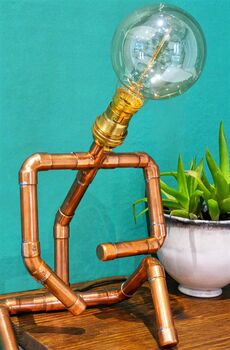 Copper Pipe Sitting Man Lamp, 2 of 5