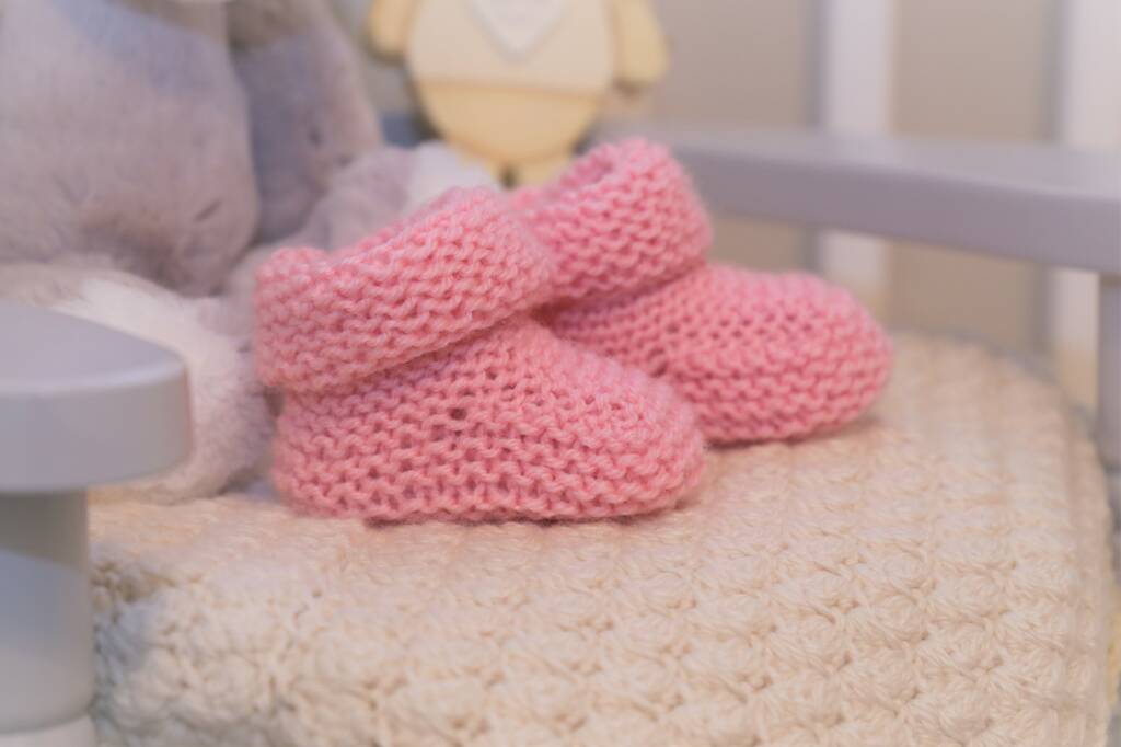 Pink Knitted Baby Boots, 1 of 5