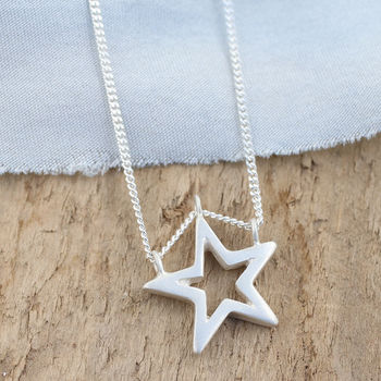 Silver Star Necklace. Geometric Pendant, 2 of 12