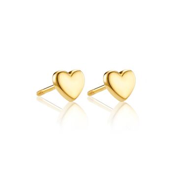 18ct Gold Plated Heart Stud Earrings, 2 of 4