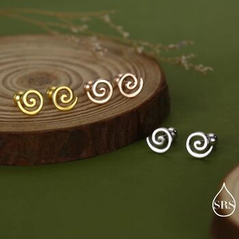 Koru Circle Spiral Screw Back Earrings In Sterling Silver, 4 of 10