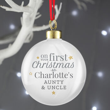 Personalised 'First Christmas As' Ceramic Bauble, 2 of 4