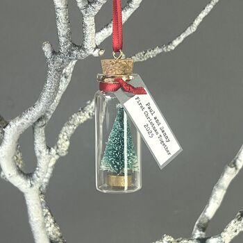 Tiny Christmas Tree In A Bottle Personalised Bauble, 7 of 12