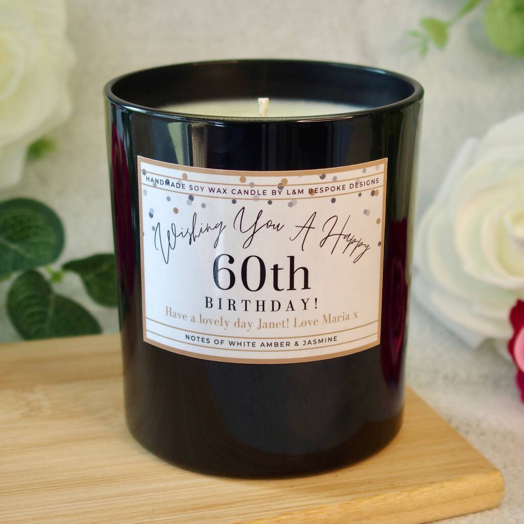 60th Birthday Candle Gift Gold Design By L&M Bespoke Designs