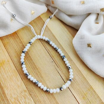 Adjustable White Crystal Beads Elegant Daily Bracelet, 7 of 8