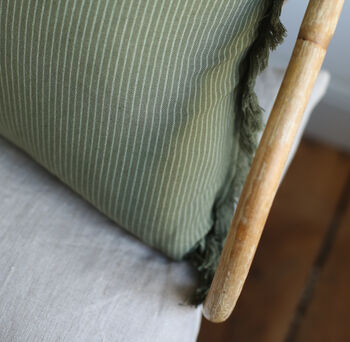 Otto Green Frayed Cushion Cover, 2 of 6